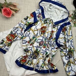 Vintage‎ Lavon Nautical Print Windbreaker Set Women's Size L Multicolor